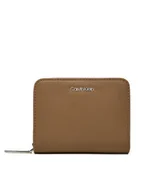 Portfele - Calvin Klein Mały Portfel Damski Ck Must Md Zip Around_Caviar K60K612831 Beżowy - miniaturka - grafika 1