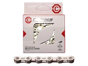CLARKS Łańcuch rowerowy CLARK'S YBN CSL-H11CR SHIMANO CAMPAGNOLO SRAM (11 Biegów, 1/2"x11/128", 116 ogniw, szer.5.6mm, spinka do łańcucha, Super Lekki, Chromowy) Samosmarujący srebrny A-CLA-CSL-H11CR - Części rowerowe - miniaturka - grafika 1