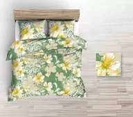Pościel - Pościel Z Kory 160X200 Zielona Duże Żółte Beżowe Rysowane Kwiaty - miniaturka - grafika 1