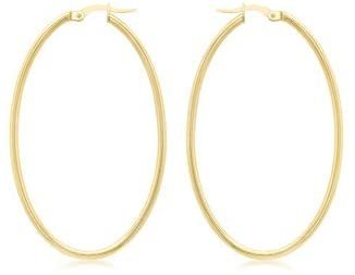 Carissima Gold 9ct Yellow Gold Slim Tube Oval Creole Earrings