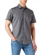 Koszule męskie - Seidensticker Męska koszula biznesowa - bez prasowania, wąska koszula - krój slim fit - pół rękaw - kołnierz Kent - 100% bawełna, szary (ciemnoszary 37), 41 - miniaturka - grafika 1