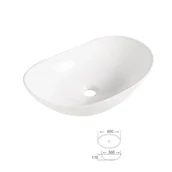 Umywalki - Domino Umywalka Lino 60 OV nablatowa biała 60x36x17 - miniaturka - grafika 1