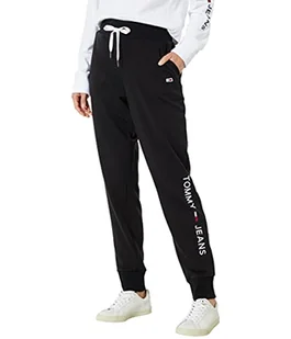 Tommy Hilfiger Damskie spodnie do biegania z logo, czarny, L - Spodnie damskie - miniaturka - grafika 1