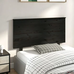Lumarko Wezgłowie łóżka, czarne, 124x6x82,5 cm, lite drewno sosnowe - Inne meble do sypialni - miniaturka - grafika 5