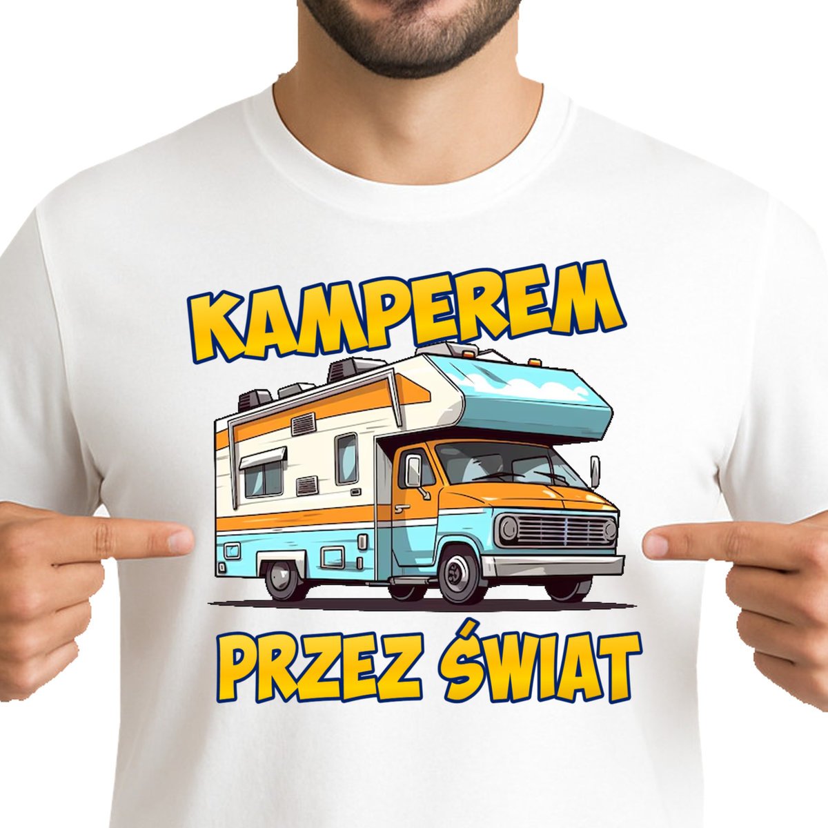 KOSZULKA MĘSKA KAMPEREM PRZEZ ŚWIAT CAMPER CAMPING PREMIUM S 3453