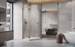 Radaway Essenza Pro Brushed GunMetal Ptj kabina pięciokątna 90x100 lewa szczotkowany grafit 10100000-92-01L/10100700-01-01 - Kabiny prysznicowe - miniaturka - grafika 4