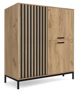 Komoda LAMINO KM-2 dąb craft/czarny na czarnych nogach - Komody - miniaturka - grafika 1