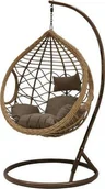 Fotele ogrodowe wiszące - kontrast Fotel wiszący ogrodowy kokon kosz KASOS naturalny ratan XL - miniaturka - grafika 1