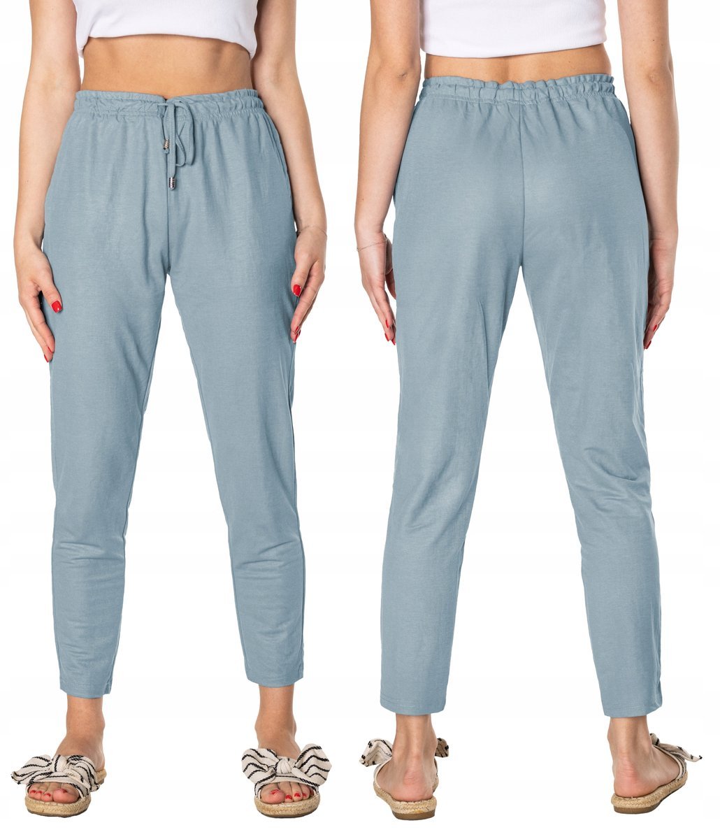 Cienkie Spodnie Damskie Bawełna Lato 46170-2 r XXL