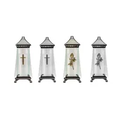 Lampiony i znicze - Znicz szklany Kapliczka szklana trapez 25,5 cm mix - miniaturka - grafika 1