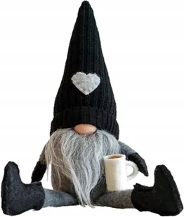 SKRZAT Z BRODĄ GNOM ŚWĄTECZNY Z KUBKIEM W CZAPCE KRASNAL ELF SZARY - Ozdoby bożonarodzeniowe - miniaturka - grafika 1