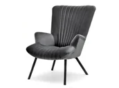 Fotele - Wyjątkowy Fotel Z Przeszyciami Lanza Grafit Na Czarnej Podstawie - miniaturka - grafika 1