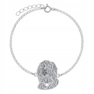 Bransoletki - Bransoletka Srebrna z psem Barbet - Francuski Pies Dowodny 925 GRAWER - miniaturka - grafika 1