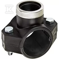 Łączniki, trójniki, kształtki - Siodło zaciskowe PP 25x3/4" GW gwint wewnętrzny, na 2 śruby PN16, do rur PE, kolor czarny - miniaturka - grafika 1