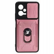 Etui i futerały do telefonów - Bizon Etui Case Camshield Card Slot Ring do Xiaomi POCO X5, jasnoróżowe - miniaturka - grafika 1