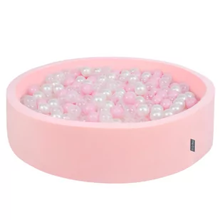 KiddyMoon, suchy basen okrągły z piłeczkami 7cm 120x30 różowy: pudrowy róż-perła-transparent 120x30/600piłek - Suche baseny - miniaturka - grafika 1