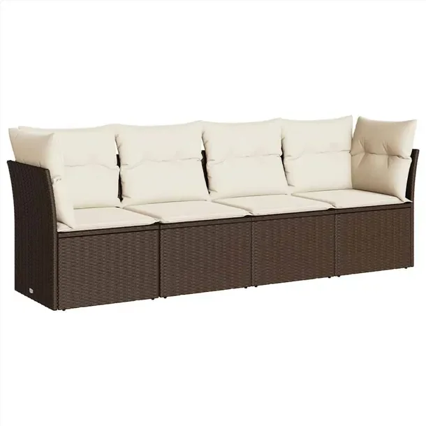 Zestaw mebli ogrodowych modułowych brązowy z poduszkami 234 x 62 x 69 cm