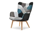 Fotele - FOTEL ZE WZOREM NURIA PATCHWORK 4 NA NOGACH BUK - miniaturka - grafika 1