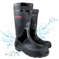Kalosze damskie - KALOSZE MĘSKIE czarne gumowce Wodoodporne PVC wysokie Wytrzymałe Lekkie 46 - miniaturka - grafika 1