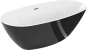 Wanny - Mexen Eris wanna wolnostojąca 170 x 80 cm, biała/czarna, przelew miedź szczotkowana - 53441708075-65 - miniaturka - grafika 1