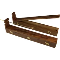 Kadzidła i dodatki - Drewniana kadzielniczka pudełko do spalania kadzidełek - miniaturka - grafika 1