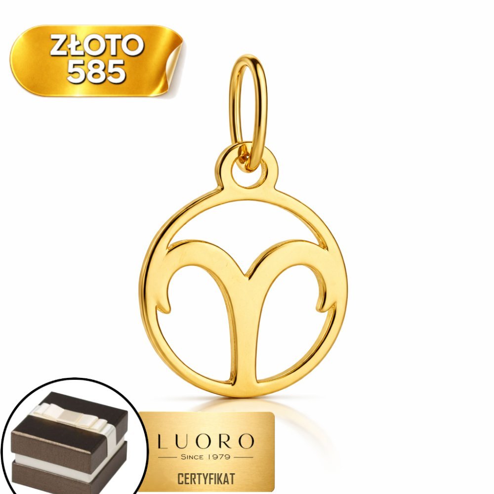 ZAWIESZKA ZŁOTA 585 14K ZNAK ZODIAKU BARAN 20 MM ŻÓŁTE ZŁOTO ELEGANCKA