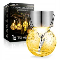 Lampy ogrodowe - Lampka lampa SOLARNA Ogrodowa LED LATARENKA Szklana Kula biała ciepła - miniaturka - grafika 1