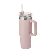 Kubki termiczne - Kubek nierdzewny termiczny do samochodu z uchwytem 880 ml różowy - miniaturka - grafika 1