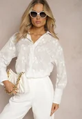 Koszule damskie - Biała Koszula Klasyczna z Haftowanymi Ozdobami Nexadia - miniaturka - grafika 1