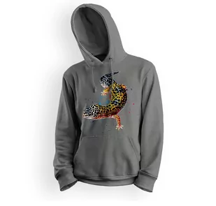 Bluza dziecięca z kapturem gekon lamparci-128 - Bluzy dla dziewczynek - miniaturka - grafika 1