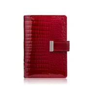 Etui na dokumenty i karty - Skórzane etui na karty lakierowane czerwone croco SP-15-CRD - miniaturka - grafika 1