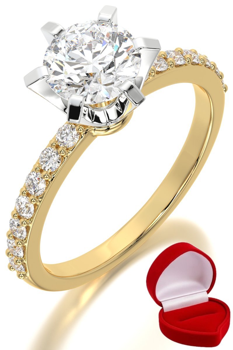 ZŁOTY PIERŚCIONEK ZARĘCZYNOWY 585 14k DIAMENT BRYLANT 1 ct + PUDEŁKO R17