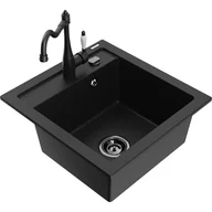 Zlewozmywaki z baterią - Mexen Vito zlewozmywak granitowy 1-komorowy z baterią kuchenną Carla, czarny - miniaturka - grafika 1