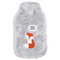 Termofory - Termofor szary DUŻY 1,8l  SOXO ogrzewacz w pluszowym pokrowcu keep warm pomysł na prezent - miniaturka - grafika 1