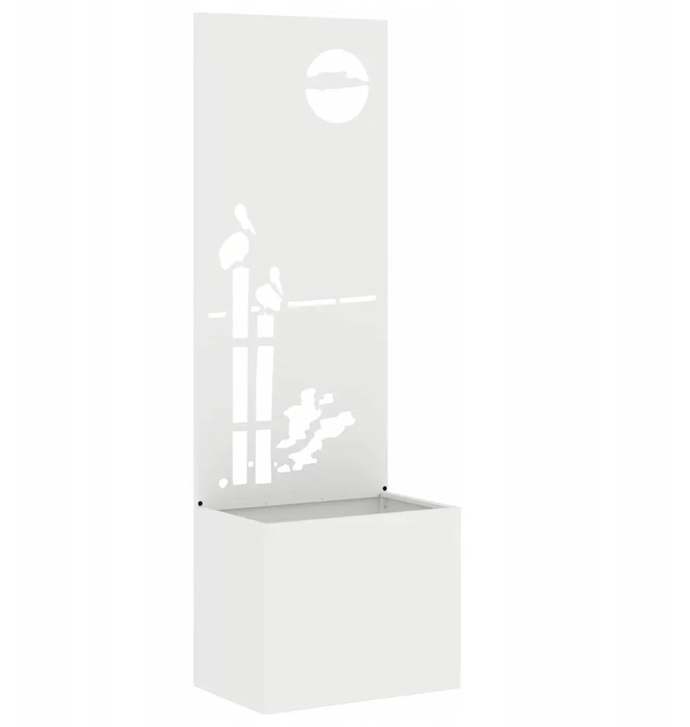 VidaXL Donica ogrodowa z dekoracyjną płytą Biały 50 x 140 cm