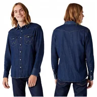 Koszule męskie - Wrangler 27MW Męska Koszula Jeansowa Jeans 4XL - miniaturka - grafika 1