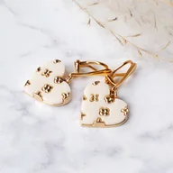 Kolczyki - ZŁOTE KLIPSY ŚLICZNE SERCA z żywicy z serduszkami - miniaturka - grafika 1