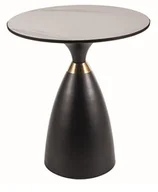 Ławy i stoliki kawowe - Stolik okrągły GEMINI biały blat fi 50 czarno-złota podstawa - miniaturka - grafika 1