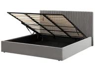 Łóżka - Łóżko z pojemnikiem welurowe 180 x 200 cm szare VION - miniaturka - grafika 1
