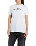 Koszulki i topy damskie - Replay T-shirt damski regular fit, 001 Optical White, XL - miniaturka - grafika 1