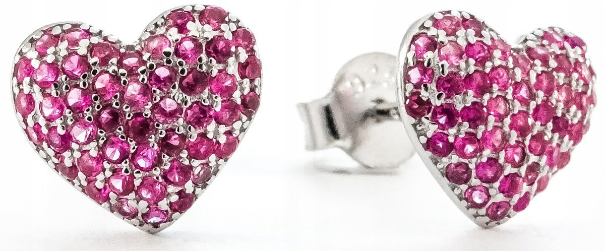 Kolczyki srebrne serca 925 dla kobiet dzieci wkrętki w ucho na prezent