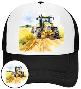 Czapka z Daszkiem Traktor Czarna z Nadrukiem Na Lato Siatka Bejsbolówka - Czapki i chusty sportowe męskie - miniaturka - grafika 1