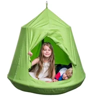 Place zabaw - HUŚTAWKA DZIECIĘCA WISZĄCA KOKON DLA DZIECI OGRODOWA ZIELONA XXL 120x125 CM - miniaturka - grafika 1