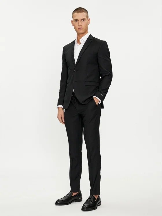 JACK&JONES CZARNY GARNITUR Z WEŁNĄ ELEGANCKI PLUS SIZE 44 6FA