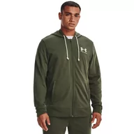 Bluzy sportowe męskie - Męska bluza dresowa rozpinana z kapturem UNDER ARMOUR UA Rival Terry LC FZ - oliwkowa/khaki - miniaturka - grafika 1