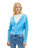 Swetry damskie - TOM TAILOR Denim Damski kardigan kardigan 1035408, 18395 - Rainy Sky Blue, L - miniaturka - grafika 1