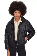 Płaszcze damskie - Trendyol Damska kurtka z klapą, zwykła, regularna, zimowa, płaszcz, czarny, S, Czarny - miniaturka - grafika 1