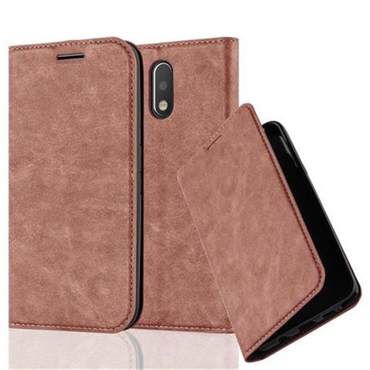 Etui Cadorabo do Motorola MOTO G4 / G4 PLUS w kolorze CAPPUCCINO BROWN etui na telefon komórkowy z magnetycznym zamknięciem, funkcją podstawki i kieszenią na kartę etui ochronne etui z klapką w stylu książki