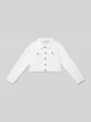 Kurtki i płaszcze dla dziewczynek - Kurtka jeansowa z wyhaftowanym motywem - miniaturka - grafika 1