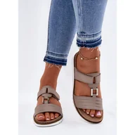 Klapki i japonki damskie - Klapki Damskie Na Koturnie Inblu CN0007GU Beżowe beżowy - miniaturka - grafika 1